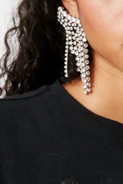Asymmetric Earrings Transparent Silver