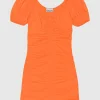 COTTON POPLIN MINI DRESS Vibrant Orange