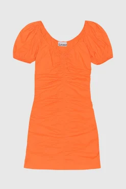 COTTON POPLIN MINI DRESS Vibrant Orange
