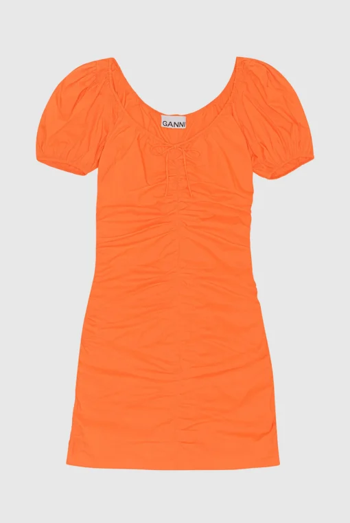 COTTON POPLIN MINI DRESS Vibrant Orange