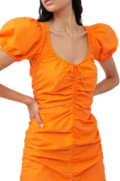 COTTON POPLIN MINI DRESS Vibrant Orange