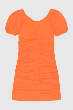 COTTON POPLIN MINI DRESS Vibrant Orange