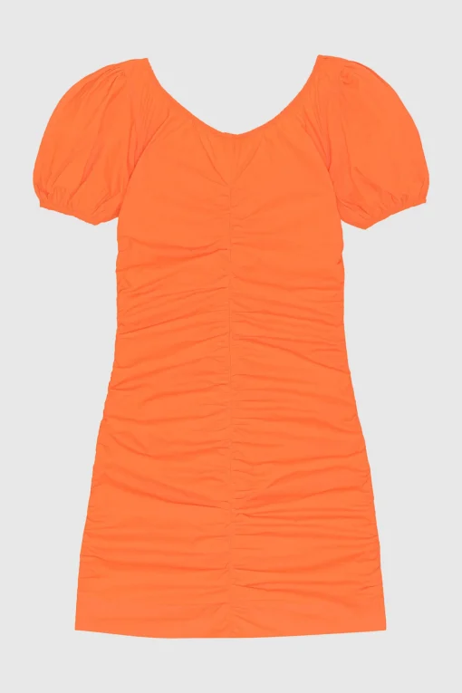 COTTON POPLIN MINI DRESS Vibrant Orange