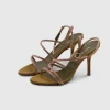 Fannia Crystal Sandals Satin Curry