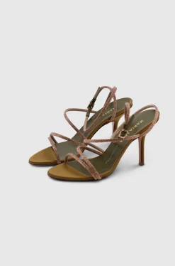 Fannia Crystal Sandals Satin Curry