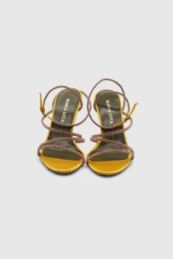 Fannia Crystal Sandals Satin Yellow