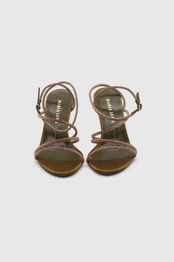 Fannia Crystal Sandals Satin Curry