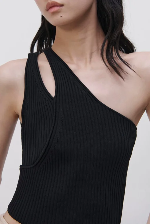 JENNI COMPACT RIB TANK BLACK