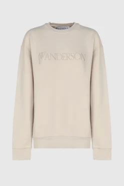 Logo Embroidery Sweatshirt Beige