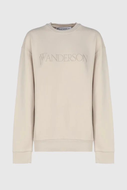 Logo Embroidery Sweatshirt Beige