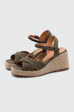 Thea canvas wedge espadrilles olive