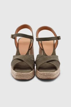 Thea canvas wedge espadrilles olive