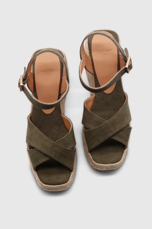 Thea canvas wedge espadrilles olive