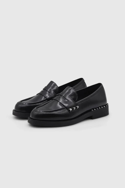 Whisper Stud Loafer Polish Calf Black Darkgun