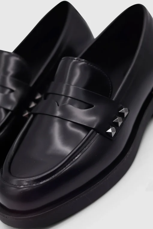Whisper Stud Loafer Polish Calf Black Darkgun